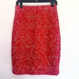 J. Crew Vibrant Orange and White Textured Pencil Skirt Size 4
